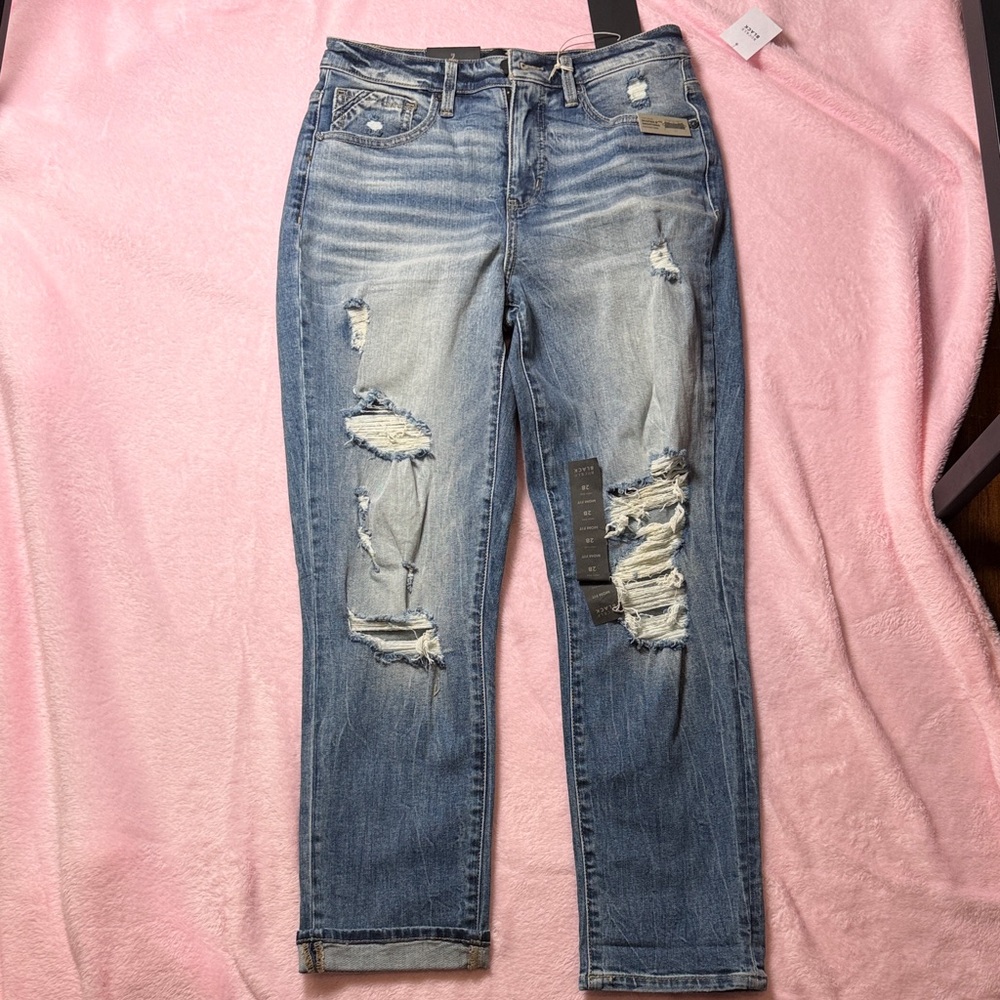 Buckle Black Distressed Blue Jeans